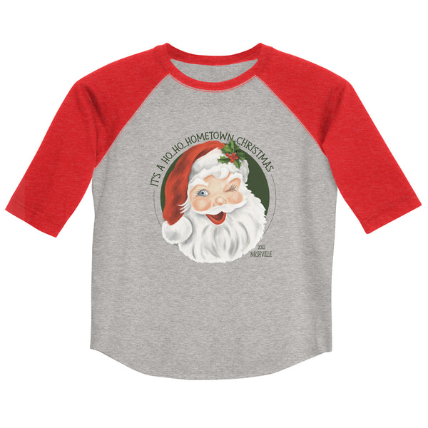 Nashville Hometown Christmas Santa YOUTH 3/4 Sleeve Raglan Shirt