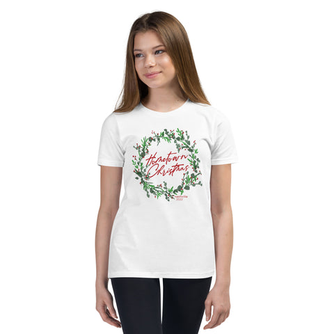 Nashville Hometown Christmas Wreath YOUTH Short Sleeve Tshirt